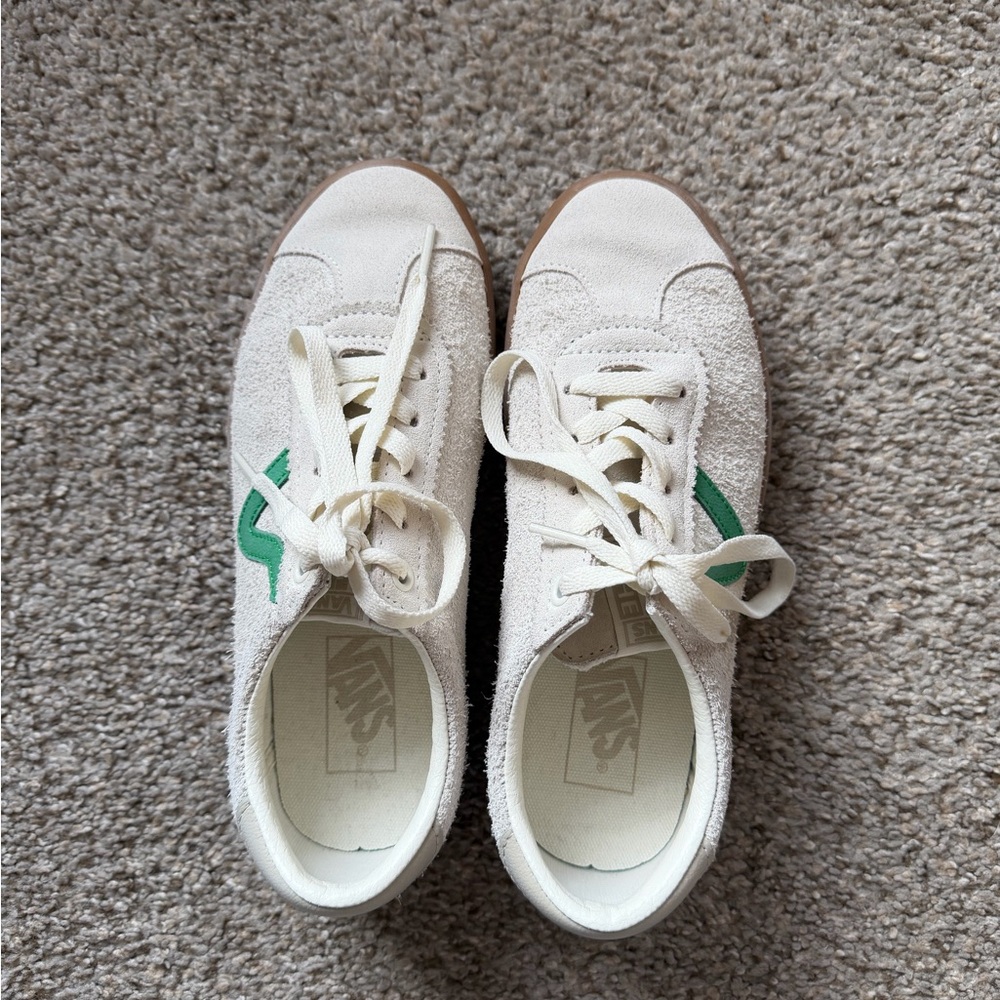 Vans Cream and Green Sneakers